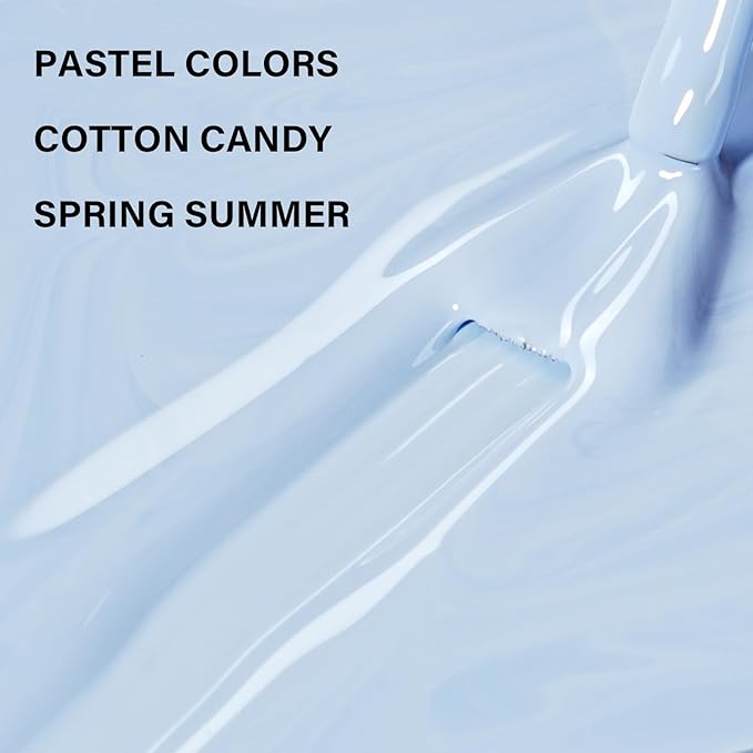 AILLSA Pastel Blue Gel Nail Polish Macaron Baby Blue Gels Polish Bright Spring Summer Colors Cotton Candy Nail Polish Gel Soak Off U V for French Manicure Salon DIY Holiday 0.5 Fl Oz GB82