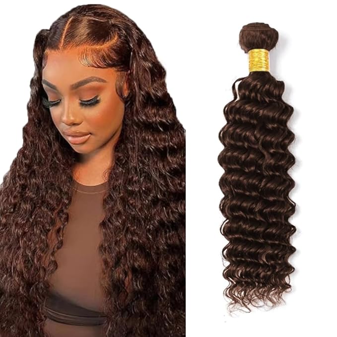 Brown Human Hair Bundles #4 Deep Wave Bundles 20 inch Dark Brown Bundle Human Hair 1 Bundle 100g