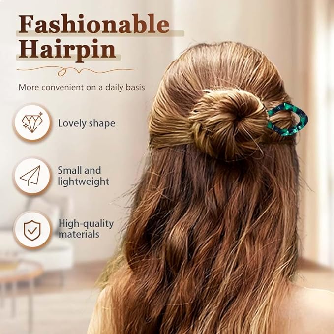French Hair Pins for Women, Hair Pins for Majority Hair, Elegant Hair Clips for Women for Updos, Chignons French Twists, Double notch Locking Mechanism Anti-loosening Hairpins (2PCS Brown+Grey)