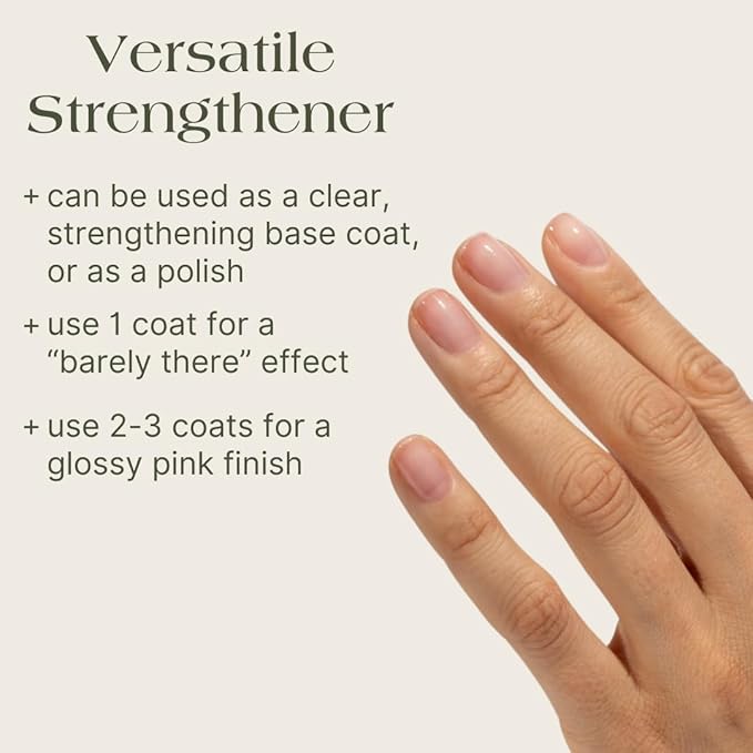 Botanist The Remedy | Nail Strengthening Polish | Repairs & Hardens Nails Damaged from Acrylics, Dip & Gel Manicures | Non-Toxic, 84% Plant Based, 21-Free & Vegan (Rose)