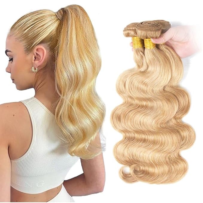 613 Bundles Human Hair Blonde Body Wave Bundles Honey Blonde Human Hair Bundle 16 18 20 inch P27/613 Body Wave Bundle