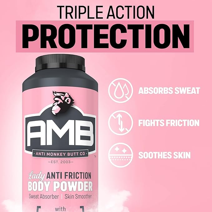 Anti Monkey Butt Body Powder for Women, Talc-Free Sweat & Chafing Relief with Calamine, Hypoallergenic Formula, 8 oz