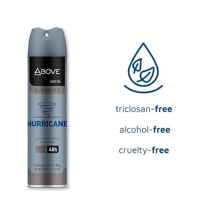 ABOVE 48 Hours Element Antiperspirant Deodorant Spray, Hurricane, 3.17 oz - Deodorant for Men - Lime, Tangerine, Apricot Notes - Dry Spray - No Stains
