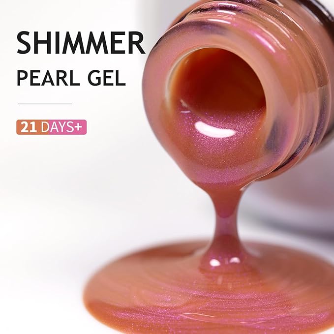 RARJSM Pearl Gel Nail Polish,15ML Dark Orange Pearlescent Gel Polish,Purple Shimmer Glitter Gel Polish Mermaid Nail Gel Polish Soak Off LED UV Drawing Swirl Thread Effect for DIY Manicure Use