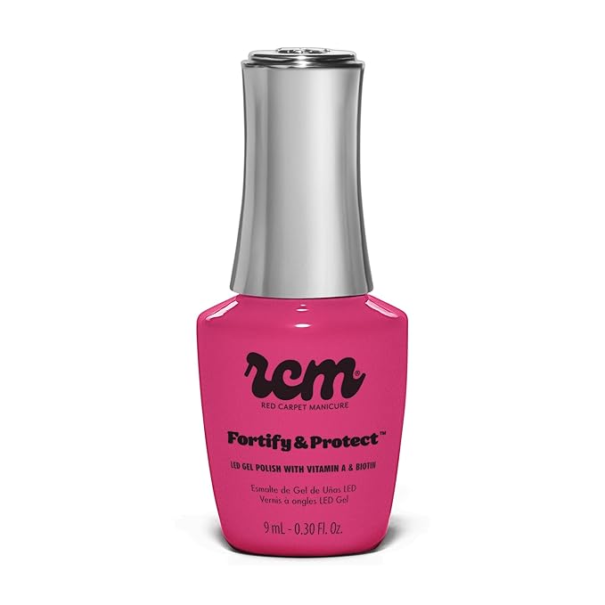 RC Red Carpet Manicure Fortify & Protect Bright Pink Crème Gel Polish for Strong, Healthy Nails - Infused with Vitamin A & Biotin - (Cherry Blossom Beauty) Led Nail Gel Color, 0.3 Fl Oz