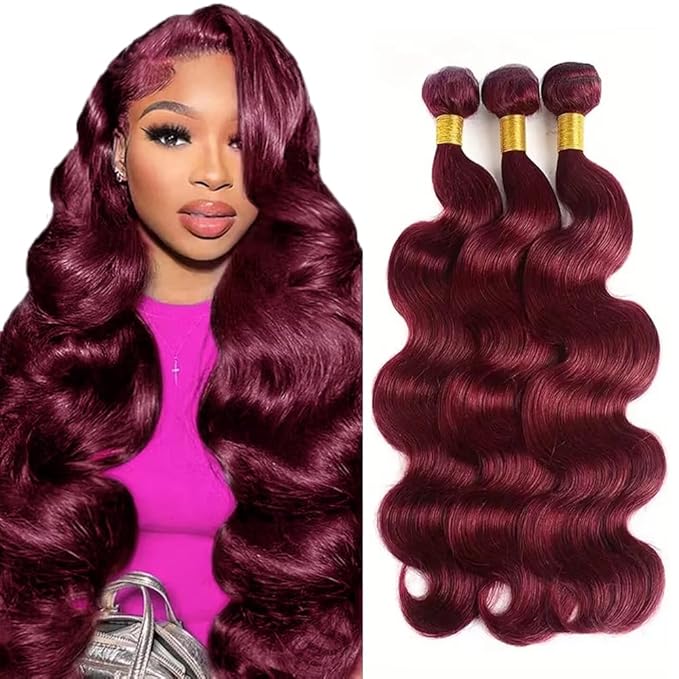 30 32 34 inch Red Bundles Human Hair Burgundy Bundles 99J Body Wave Human Hair Red Body Wave Bundle 300g