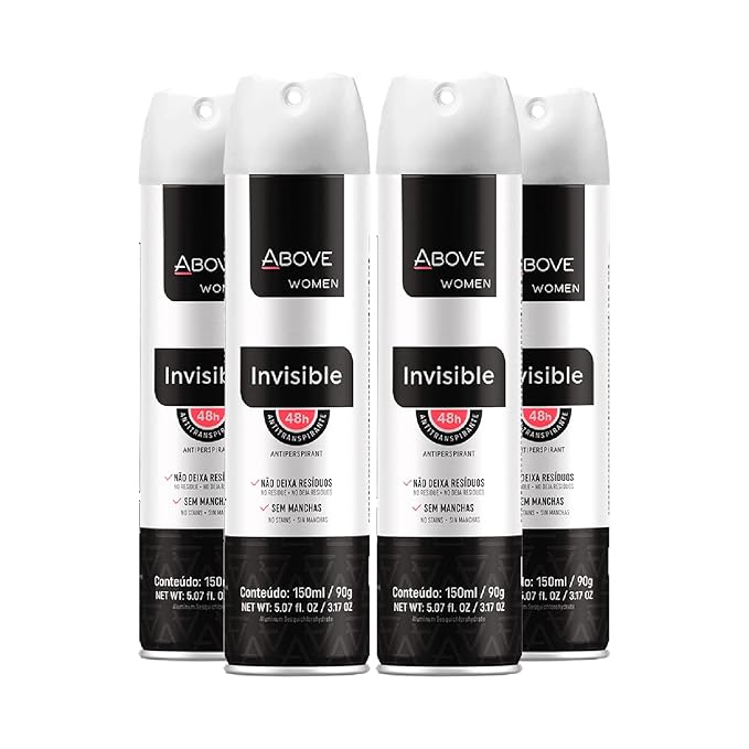 ABOVE Invisible - 48 Hours Antiperspirant Deodorant Set for Women - Fennel Fragrance - Dry Spray Protects Against Sweat and Body Odor - Delivers Instant Freshness - Stain and Alcohol Free - 4 pc