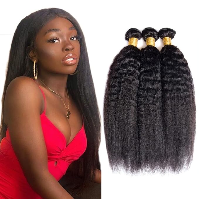 24 24 24 inch Yaki Human Hair Bundle 1B Color Human Hair 3 Bundles WuvuSnm 1B Color Yak Straight Human Hair Bundle For Women
