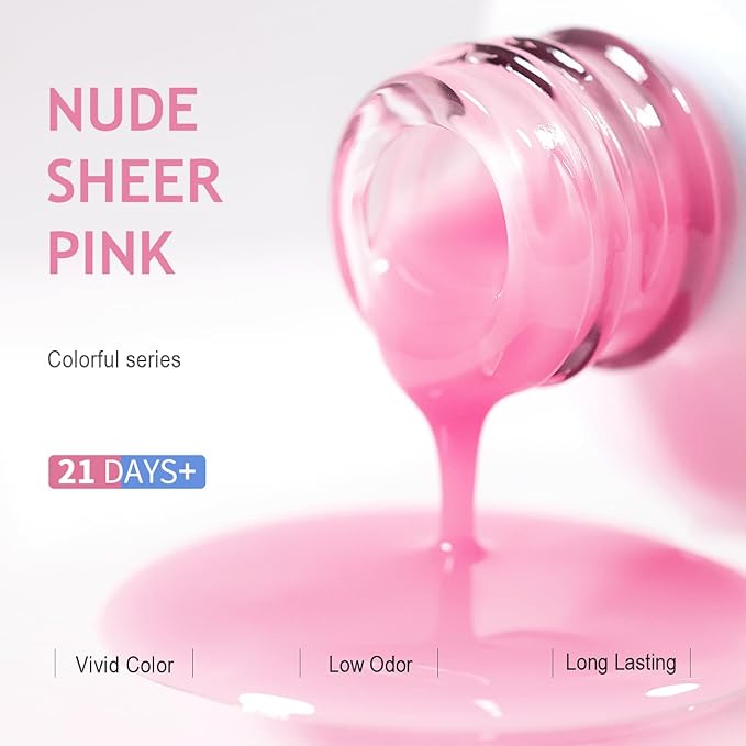 RARJSM Sheer Jelly Gel Polish Clear Pink Gel Nail Polish Transparent Light Pink Pastel Nude Nail GelPolish Varnish Curing Requires LED UV Translucent French Manicure Soak Off for Home Salon 1pcs 15ml