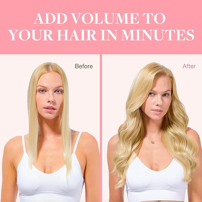 GOO GOO Clip in Hair Extensions Real Human Hair, Remy Human Hair Extensions Clip ins for Women, Natural Human Hair, 18inch 70g 2Pcs, #16/22 Light Blonde Highlighted Golden Blonde