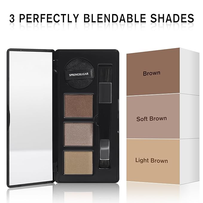Root Touch Up Hair Color – 3 Color Blendable Hairline Powder for Gray Coverage, Root Cover Up & Thinning Edges – 48H Sweat Resistant, Natural Finish for Women & Men – Brown