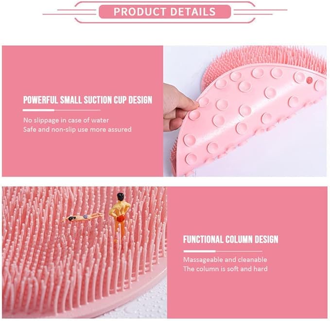Silicone Shower Foot Scrubber Mat, Upgraded Wall Mounted Slip Suction Cups Foot Scrubber Cleaner, 2026 Upgraded Foot Back Cleaning Pad Back Washer Exfoliating Bath Wash Pad (Blue)
