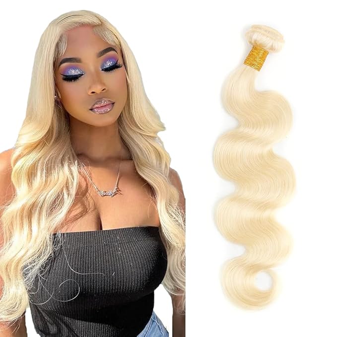 Freiuoke 613 Body Wave Bundle Blonde Human Hair Bundles White Blonde Bundles Human Hair Unprocessed Virgin Hair 1 Bundle 18 Inch 50g