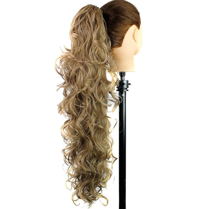 S-ssoy 31"(78cm) Women's Curly Pony Tail Hair Piece Synthetic Claw Clip Ponytail Wavy Long Curled in Hair Extension Extensions Long/Voluminous Wig Hairpieces for Women Girls Lady,16M18#