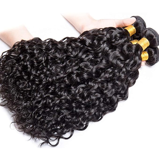Water Wave Bundles Human Hair Black Natural Color Bundle Brazilian Unprocessed Virgin Hair 150g/3 Bundles 22 24 26 Inch Water Wave Human Hair Weave