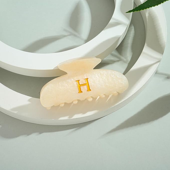 LILIE&WHITE Acrylic Letter Hair Clips For Women Stylish H Monogram Hair Claw Alphabet Hair Clip Fashion Glitter Claw Clip Elegant And Durable Hair Accessory Large Hair Clips H