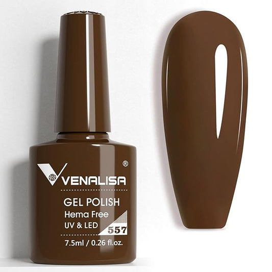 VENALISA Brown Gel Nail Polish - Dark Nude Hema-free Soak Off UV Gel for DIY Home Manicure and Salon Nail Art - For Girls and Women