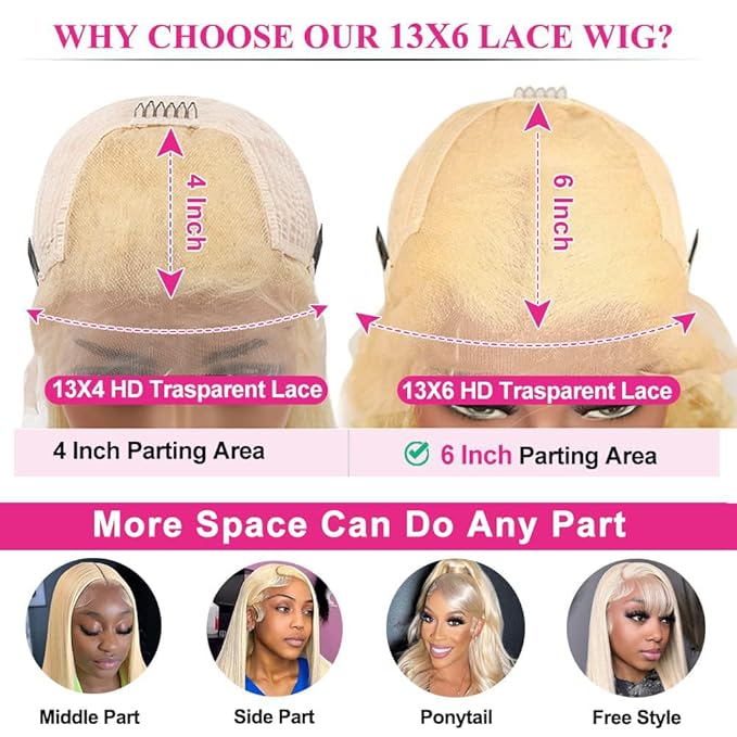 613 Lace Front Wig Human Hair 13x6 250% Density Blonde Lace Front Wigs Human Hair 20 Inch Straight 613 HD Lace Frontal Wig Pre Plucked With Baby Hair Natural Hairline