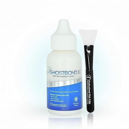 GHOSTBOND XL Hair Replacement Adhesive 1.3oz & Silicone Applicator – Invisible Lace Wig Glue, Water & Oil-Resistant, Non-Toxic, Easy Application for Lace Wigs & Hair Systems