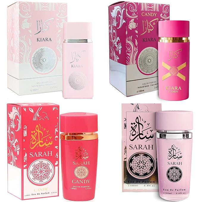 4PCS Perfume Set for Women - Floral Fragrance Gift Set with Vanilla,Sweet Fruity, Eau De Parfume| 3.4 Fl Oz Each(Sarah,Sarah Candy,Kiara,Kiara Candy)