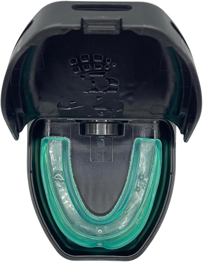 Self-Cleaning Mouthguard and Retainer Case with Cleaning Solution - Storage for, Night Guards, Aligners, Mouthguards – Compatible with Retainer Cleaner Tablets, and Foam