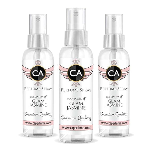 CA Perfume Eco Refill Impression of Glam Jasmine For Women Concentrated Long Lasting Eau de Parfum Spray Refillable Atomizer Bottle 2 Fl Oz/60ml- Pack of 3