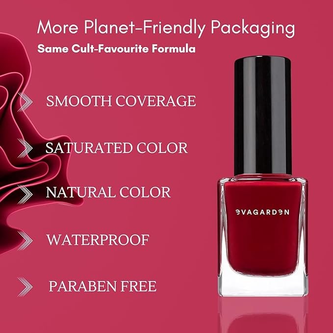 EVAGARDEN Sea Water Resistant Nail Polish - Saturated Color with Thin Film Coating - Attractive, Durable and Smooth Coverage - Clean Formula, No Harsh Substances - 680 Carmin Red - 0.34 oz