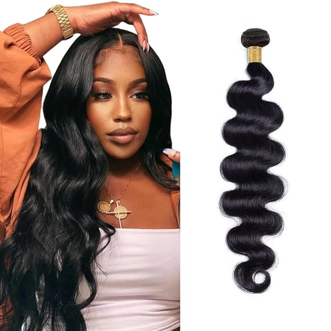 Body Wave Human Hair Bundles #1B Body Wave Bundle 26 inch Unprocessed Human Hair Extensions Natural Black Color