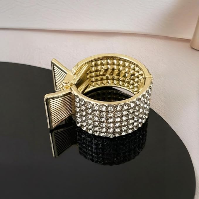 3Pcs Ponytail Holder Hair Clips, Rhinestone Metal Hair Clips High Ponytail Cuff Small Star Hair Claw Clip, Gold Hair Accessories for Women & Girls