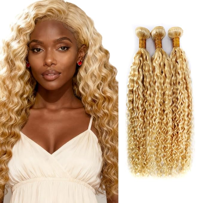 26 28 30 inch P27613 Human Hair Bundles Blonde Curly Bundles Human Hair 613 Bundle 613/27 Kinky Curly Bundle 2 Tone 150g