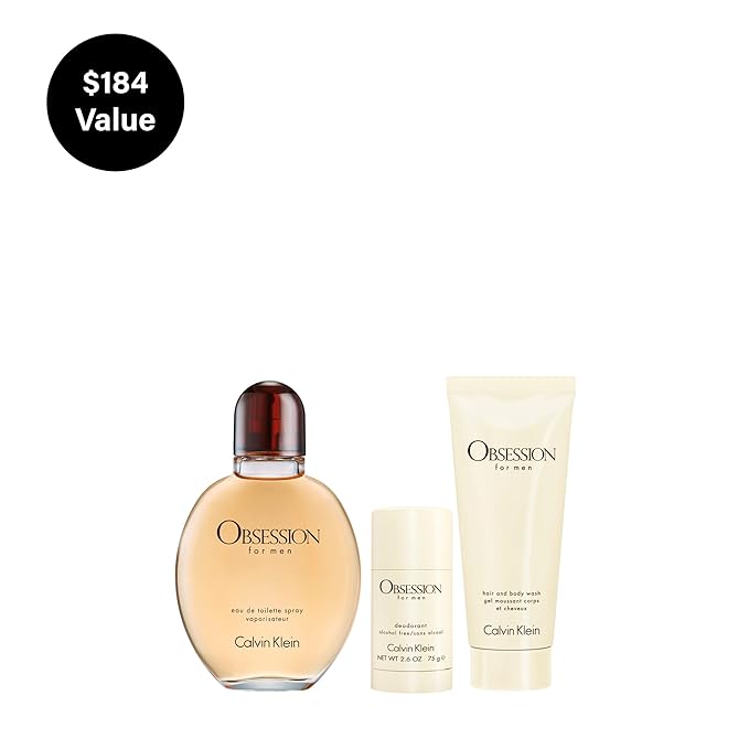 Calvin Klein Obsession for Men Eau de Toilette – Ambery Men's Cologne – With Notes of Bergamot, Mandarin, Lavender & Musk – Long Lasting Fragrance