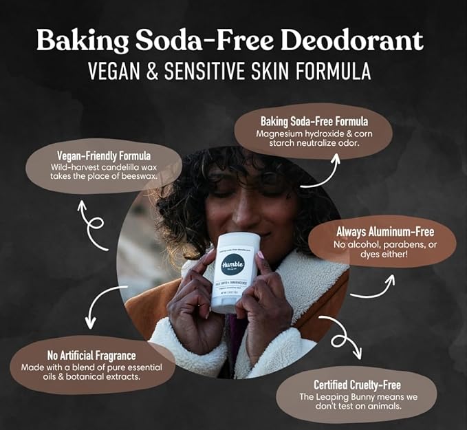 HUMBLE BRANDS Aluminum-Free Deodorant, Vegan and Cruelty- free, Formulated for Sensitive Skin, Mountain Lavender, 2.5 Ounce (Pack of 1)
