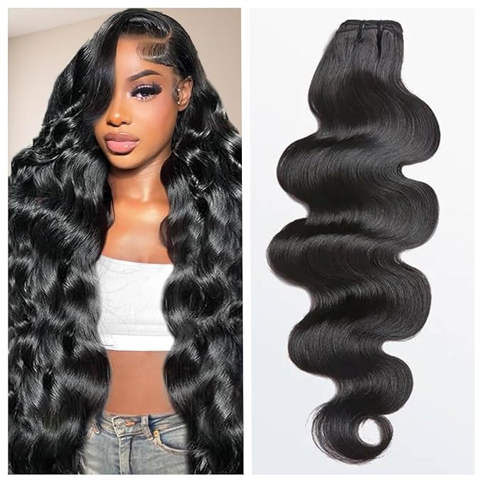 Human Hair Bundles 20 Inch Body Wave Bundles Human Hair 100% Unprocessed 12A Brazilian Virgin Hair Extensions Quick Weave Bundles Real Human Hair Extensions For Women Natural Black Color