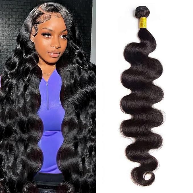 Body Wave Human Hair 12A Body Wave 100% Unprocessed Brazilian Virgin Hair Bundles Deals Extensions Weave Natural Black (28 Inch)