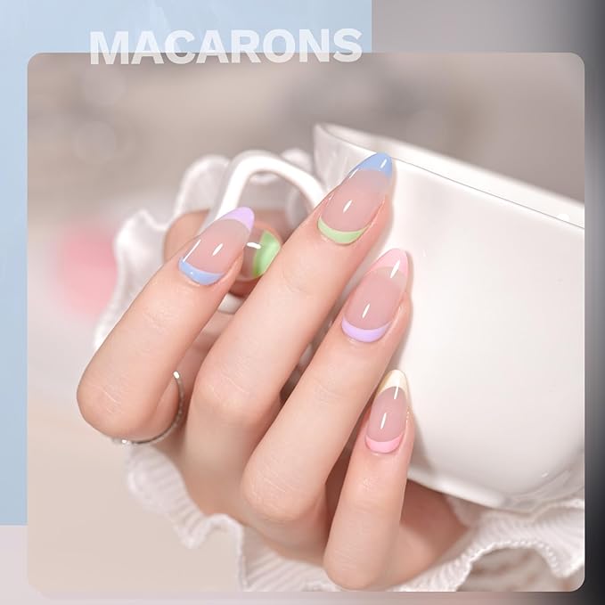 GAOY Pastel Pink Blue Gel Nail Polish Set, 6 Colors Green Yellow Nude Spring Soak Off UV Light Cure Gel Polish Kit for Salon and Nail Art DIY at Home
