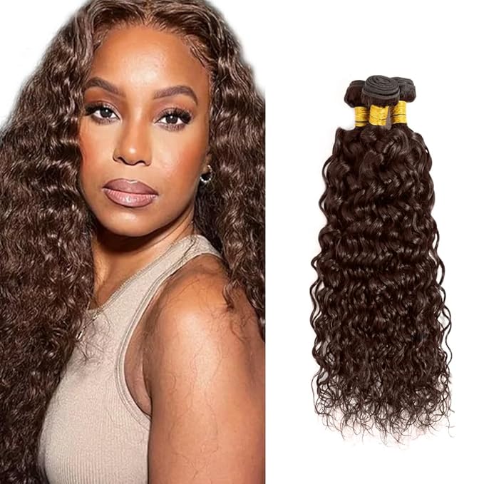 Brown Human Hair Bundles #4 Water Wave Bundles Chocolate Brown Bundle 20 22 24 inch #4 Human Hair Bundle 150g