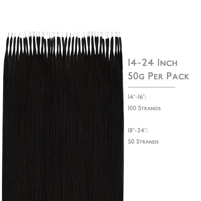 WENNALIFE Nano Bead Hair Extensions Human Hair, 50g 50s 18 Inch Jet BlackReal Human Hair Extensions for Women Invisible Nano Ring Hair Extensions Remy Human Hair Extensiones De Cabello Humano