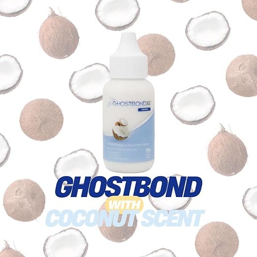 GHOSTBOND XL Hair Replacement Adhesive - 1.3oz - Invisible Bonding Wig Glue: Extra Moisture Control - Water & Oil-Resistant, Light Hold for Poly and Lace Hairpiece, Wig, Toupee Systems, (Coconut)