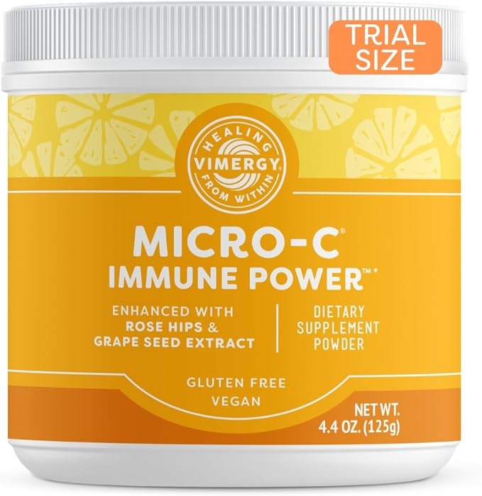 Vimergy Micro-C Immune Power TM* - Travel Size, 34 2000mg Servings – Gentle Form – Antioxidant Phytonutrients – Immune & Nerve Support – Benefits Bone & Cartilage – Gluten-Free, Kosher, Vegan (125g)