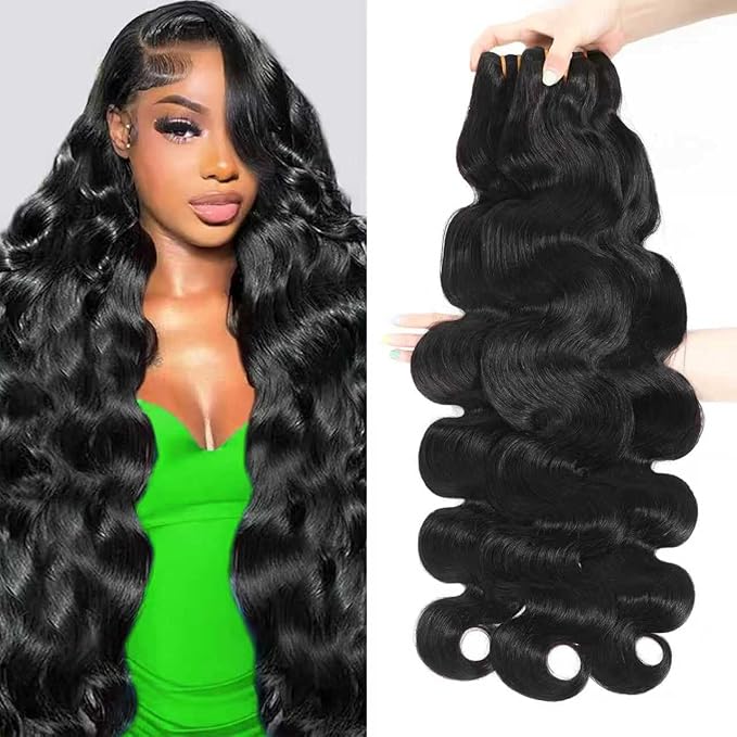 16A Raw Body Wave Bundles Human Hair 100% Human Hair Bundles,Triple Lifespan Virgin Remy Hair Extensions,Keep Texture Silky Soft After Multiple Washes (Body Wave 3 Bundles, 24 26 28 Inch)