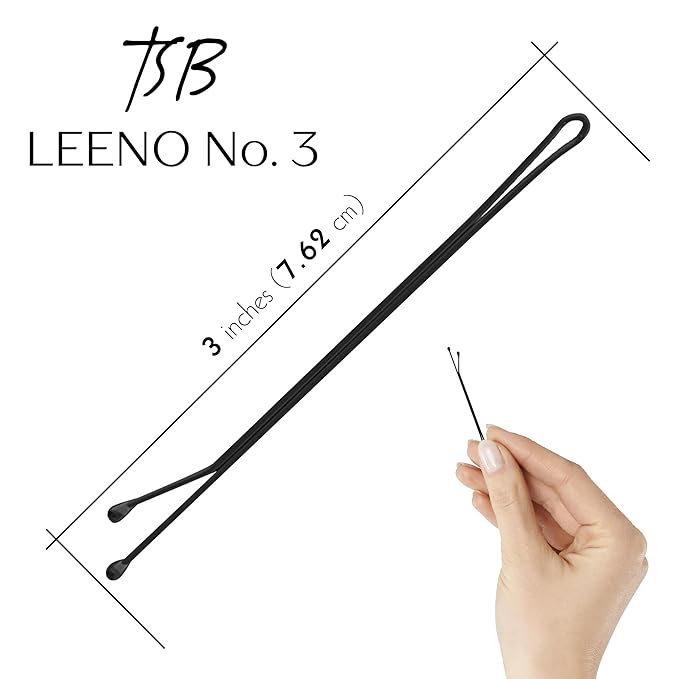 TSB Leeno No.3 Black Bob Pins Set of 30 – 3.0 Inch Bob Pins Designed by Styling Experts for Firm Hold – 3X Retention, Slideproof, Extra Durable, Premium Quality – Revolutionize Your Hair Style