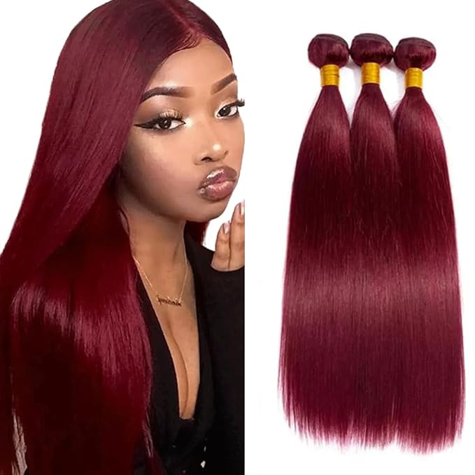 Dark Burgundy Bundles 99J Burgundy Straight Bundles 30 32 34 Inch 150g Brazilian Unprocessed Virgin Hair Red Bundles Human Hair Extensions