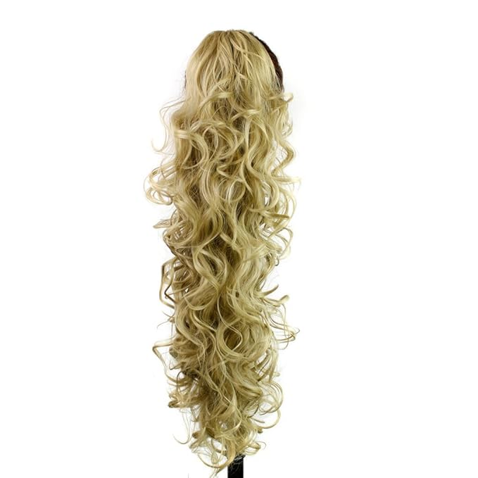 S_SSOY 31"(78cm) Women's Curly Pony Tail Hair Piece Synthetic Claw Clip Ponytail Wavy Long Curled in Hair Extension Extensions Long/Voluminous Wig Hairpieces for Women Girls Lady,24#