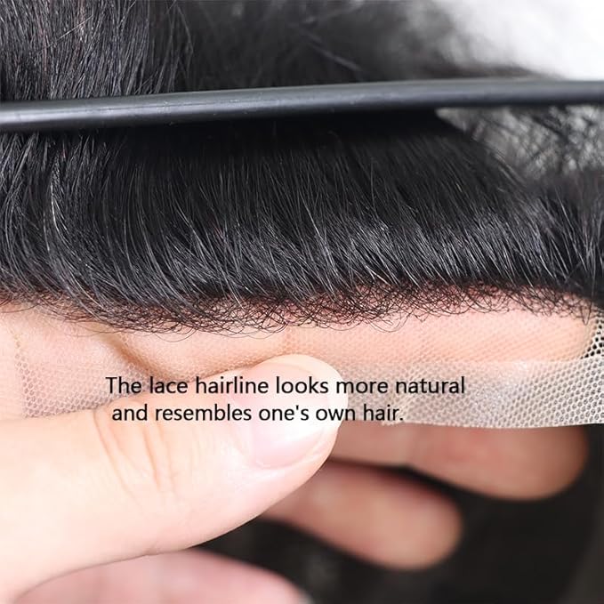 6x8 7x9 Hair Men’s Toupee Mono Lace PU Hairpiece Replacement Capillary Prosthesis System 100% Human Hair Breathable Durable Males Wig Natural Black (OCT, 8X10)