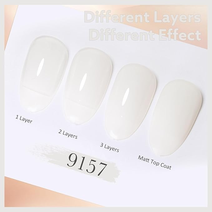 CANNI Sheer Jelly Milky White Gel Nail Polish, 1Pcs Jelly White Gel Polish Sheer Clear Light White Translucent Color Soak Off U V Nail Manicure Salon DIY