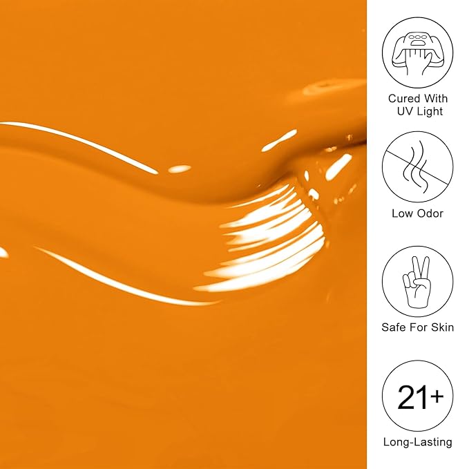 Imtiti 10ml Dark Orange Gel Nail Polish, Pumkin Orange UV Gel Polish for Nail Art Soak off UV Led Salon DIY at Home Gift for Women 1PCS