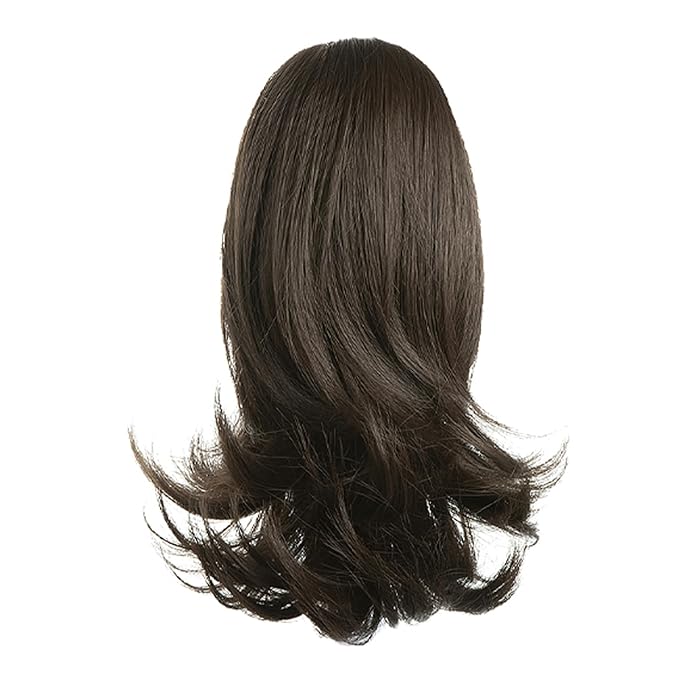 Ponytail Hair Extensions, 12 Inch Claw Clip Ponytail Hair Extensions for Women, Chin Clip Wigs, Soft Synthetic Wigs-Dark Brown
