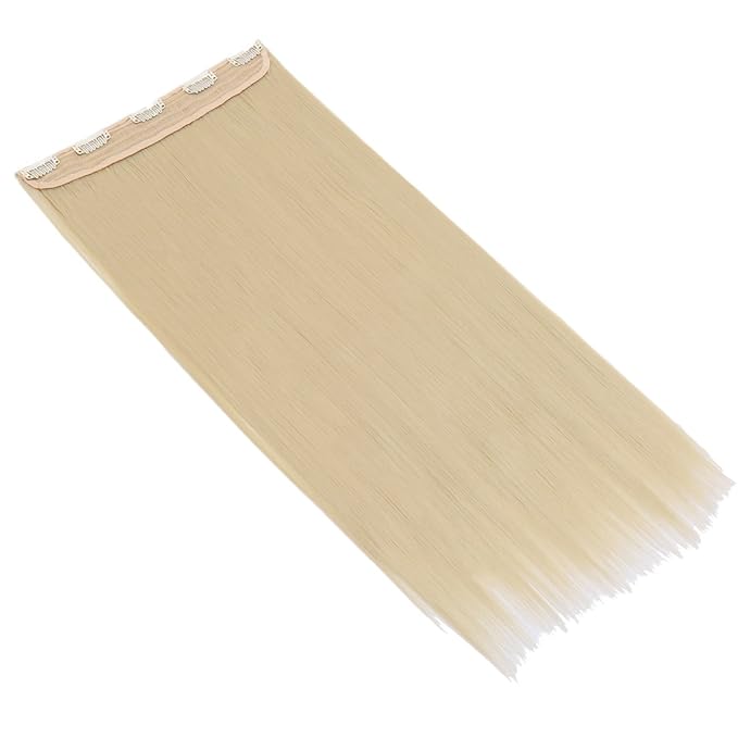 S-noilite Salon 26" Straight Bleach Blonde One Piece 5 Clips Clip In Hair Extensions Fashion Design Lady Women 5A Synthetic(Bleach Blonde)