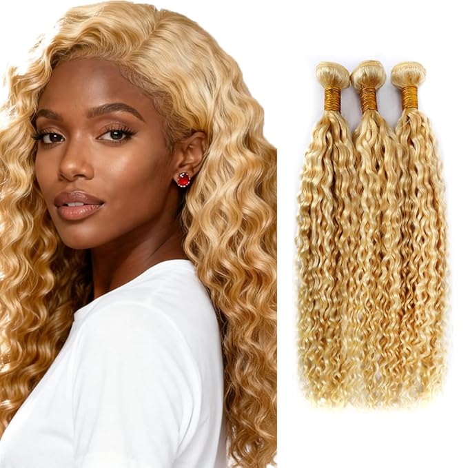 24 26 28 inch P27613 Human Hair Bundles Blonde Curly Bundles Human Hair 613 Bundle 613/27 Kinky Curly Bundle 2 Tone 150g