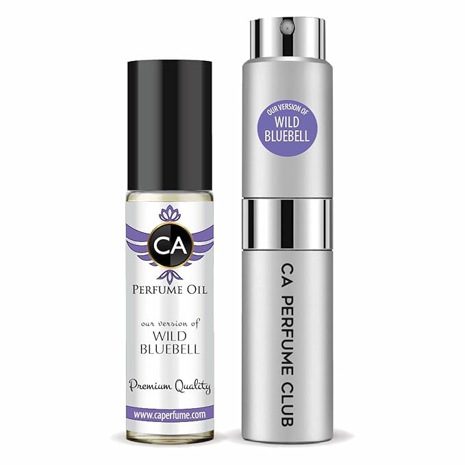 CA Perfume Duo Impression of Wild Bluebell For Women And Men Perfume Layering Set Long Lasting Travel Size EDP + Body Oil Roll-On Bottle 0.27 Fl Oz+0.33 Fl Oz